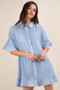 VERY J Pleated Detail Button Down Mini Dress