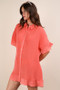 VERY J Pleated Detail Button Down Mini Dress