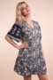 VERY J Shirring Detail Printed Woven Mini Dress