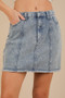 VERY J Bow Printed Casual Denim Mini Skirt