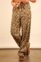 VERY J Animal Print Linen Wide Leg Pants