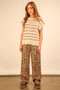 VERY J Animal Print Linen Wide Leg Pants
