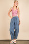 VERY J Solid Barrel Comfy Woven Pants