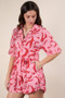 VERY J Oversized Printed Button Down Resort Romper
