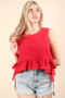 VERY J Side Tie Detail Ruffled Sleeveless Top