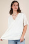 VERY J Full Size Oversized Contrast Knit Comfy Casual Top Plus Size