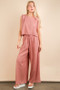 VERY J Solid Woven Top & Pants Set