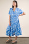 VERY J Plus Size Oversized Printed Shirt Midi Dress