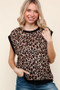Haptics Leopard Print Dolman Cap Sleeve Knit Top