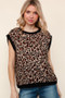 Haptics Leopard Print Dolman Cap Sleeve Knit Top