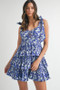 MABLE Floral Print Shoulder Tie Layered Mini Dress
