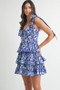 MABLE Floral Print Shoulder Tie Layered Mini Dress