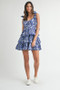 MABLE Floral Print Shoulder Tie Layered Mini Dress