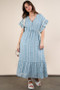 VERY J Embroidered Boho Ruffled Midi Dress