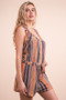 VERY J Crochet Multi Color Striped Casual Summer Romper