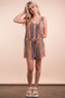 VERY J Crochet Multi Color Striped Casual Summer Romper