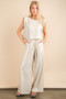 VERY J Solid Woven Top & Pants Set
