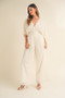 MABLE Fluffy Deep V Neck Wide Leg Jumpsuit