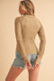 Aemi+Co Mock Neck Ribbed Knit Top with Crochet Sleeve