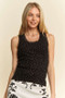 Davi & Dani Rhinestone Lace Trim Detail Tank