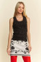 Davi & Dani Rhinestone Lace Trim Detail Tank