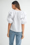 MABLE Stripe Ruffle Shoulder Puff Sleeve Blouse