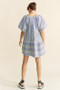 Davi & Dani Embroidered Stripe Ruffled Gingham Mini Dress