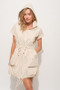 And The Why Short Sleeve String Details Hooded Mini Dress