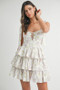 MABLE Floral Print Shoulder Tie Layered Mini Dress