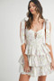 MABLE Floral Print Shoulder Tie Layered Mini Dress