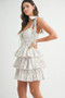 MABLE Floral Print Shoulder Tie Layered Mini Dress