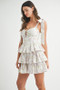 MABLE Floral Print Shoulder Tie Layered Mini Dress