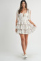 MABLE Floral Print Shoulder Tie Layered Mini Dress