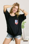 ADORA Sequin US Flag Pocketed Top