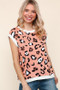 Haptics Leopard Print Dolman Cap Sleeve Knit Top