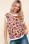 Haptics Leopard Print Dolman Cap Sleeve Knit Top