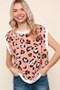 Haptics Leopard Print Dolman Cap Sleeve Knit Top