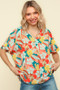 Haptics V Neck Drop Shoulder Hawaiian Woven Top