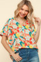 Haptics V Neck Drop Shoulder Hawaiian Woven Top
