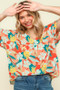 Haptics V Neck Drop Shoulder Hawaiian Woven Top
