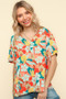 Haptics V Neck Drop Shoulder Hawaiian Woven Top