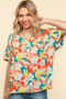 Haptics V Neck Drop Shoulder Hawaiian Woven Top