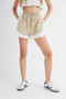 MABLE Drawstring Waist Contrast Trim Detail Shorts