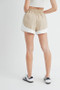 MABLE Drawstring Waist Contrast Trim Detail Shorts