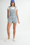 MABLE Square Neck Ruffle Shoulder Denim Overall Romper