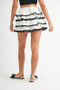 MABLE Poplin Ruffle Layered Contract Lace Trim Mini Skirt