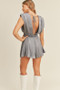MABLE Draped Romper with Pleated Shoulder Pad Detail