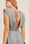 MABLE Draped Romper with Pleated Shoulder Pad Detail