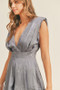 MABLE Draped Romper with Pleated Shoulder Pad Detail