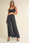 MABLE Smocked Bralette Crop Top and Wide Leg Pants Set